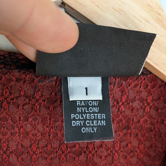 Y2K Patchwork Cardigan Topper Jacket Red Black Artsy Eclectic Lace Mesh Asian - Picture 9 of 11